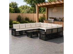 Vidaxl Conjunto De Sofá De Jardim 12 Unid. Preto E Branco Creme