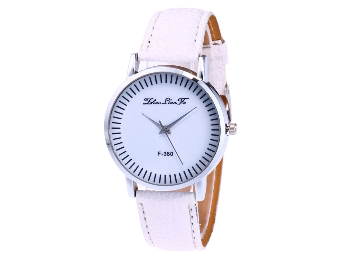 Relógio de pulso feminino Zhoulianfa F380-a, branco, movimento de quartzo