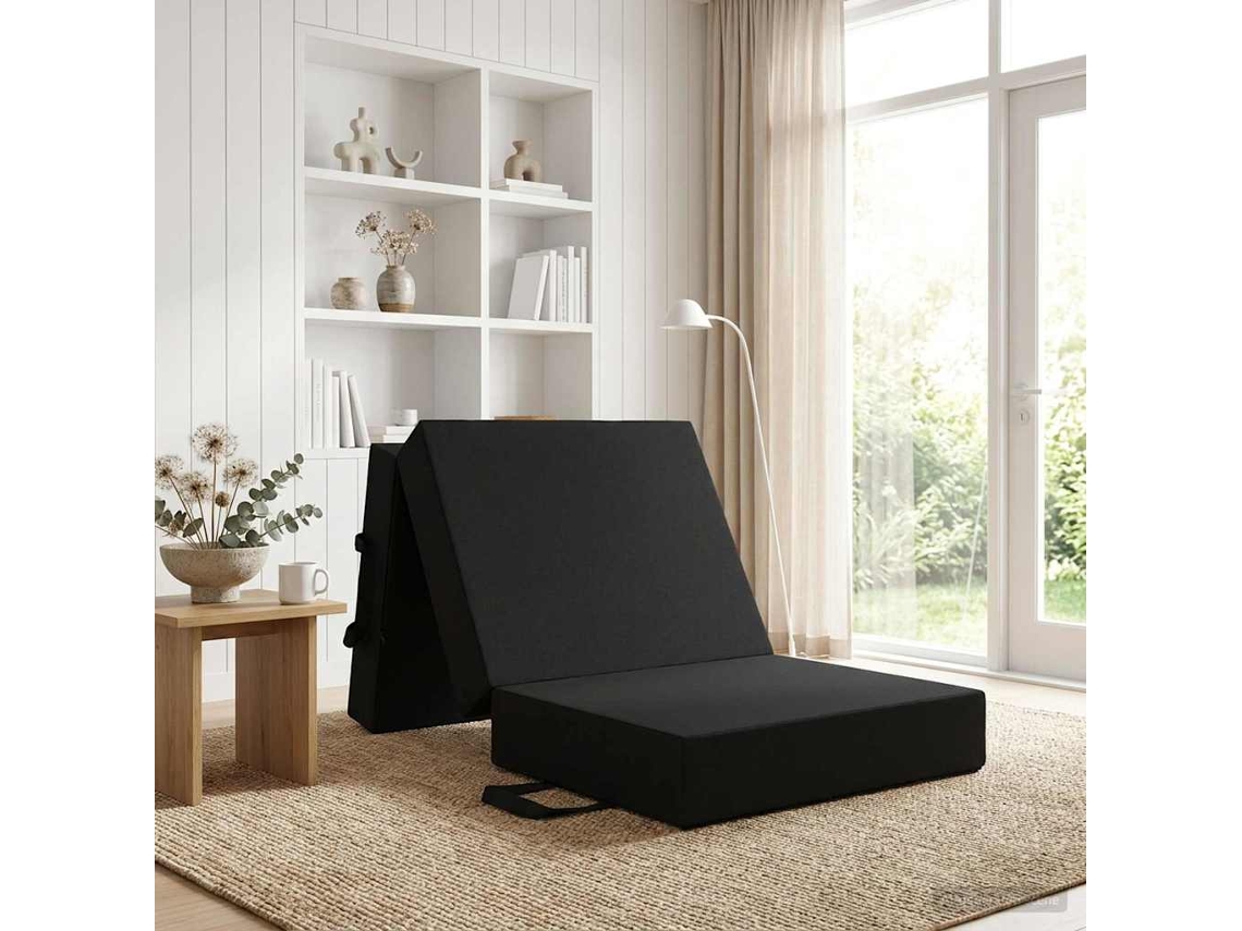 Vidaxl Sofá Cama Dobrável 75 X 63 X 45 Cm Preto