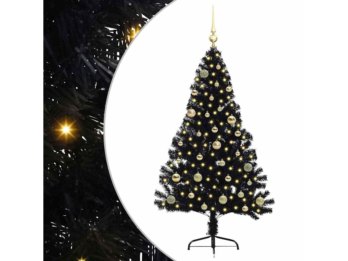 Conjunto 1 Decoração De Árvore De Natal Vidaxl Preto Pvc (150 Cm)