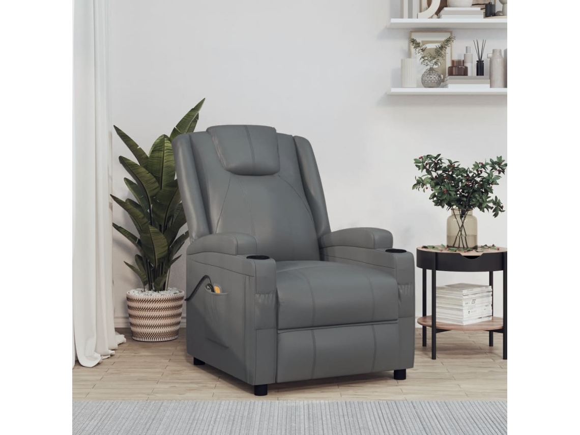 Vidaxl Poltrona Elétrica De Massagens Couro Artificial Antracite