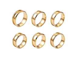 2026 6pcs Anéis Base Inlay Aço Inoxidável Banda Ranhurada 8mm para Diy