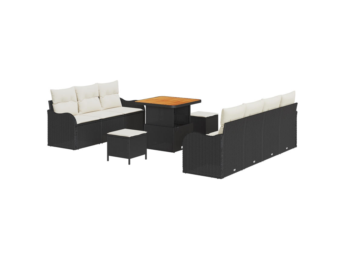 Conjunto 10 Conjunto De Jardim Vidaxl Preto Vime Pe (231 X 62 X 85 Cm)