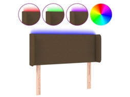 Cabeceira de cama com luzes LED em tecido Castanho MAISON EXCLUSIVE (83x16x78 cm)