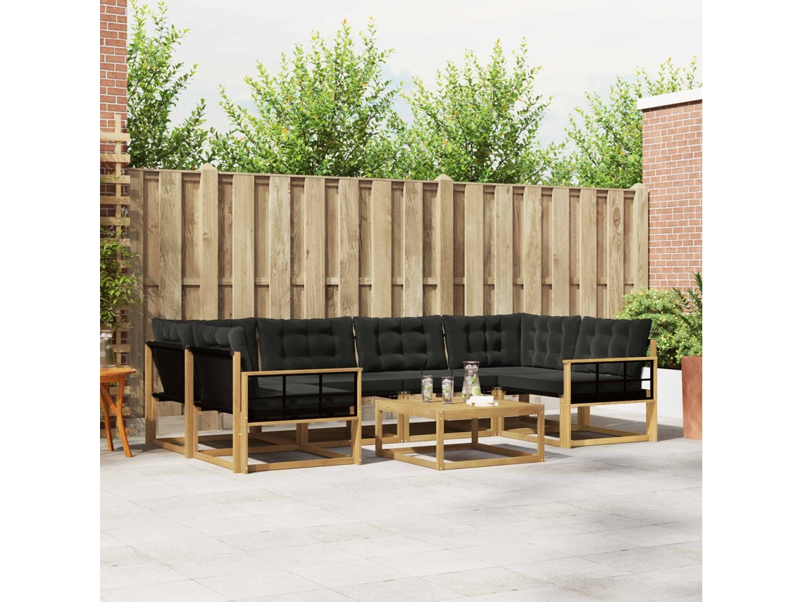 Vidaxl Conjunto De Sofás Para Exterior 7 Pcs Branco E Preto