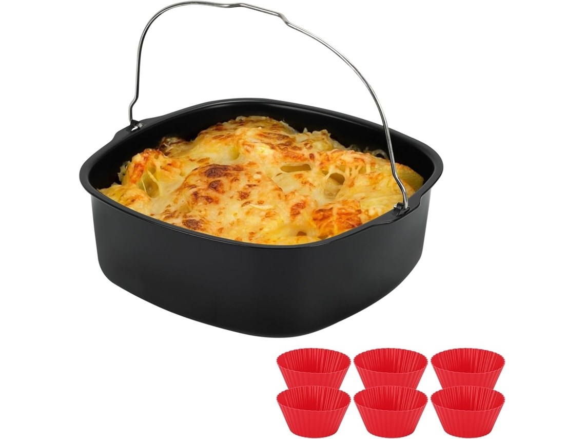 Forma Para Bolo Air Fryer De 8 Polegadas Com 6 Forminhas Para Cupcake