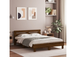 Estrutura Cama Cabeceira/luzes Led 150x200 Cm Carvalho Castanho