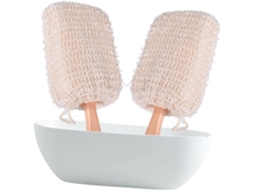 Conjunto De Escova Banho E Ducha Baluue 2 Peças Com Cabo Longo, Em Algodão E Linho, Para Limpeza E Esfoliação Do Corpo