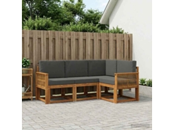 Vidaxl Conjunto De Sofás Para Exterior 4 Unid. Natural E Antracite