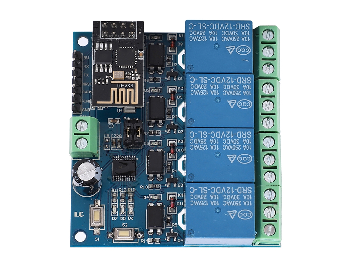 Laxiscreed Módulo Relé Wifi De 4 Canais Com Controle Remoto Por Android Para 12v