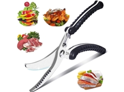 Tesoura de cozinha Rebe em aço inoxidável com cabo antiderrapante para cortar frango, ossos, peixe, carne e legumes.