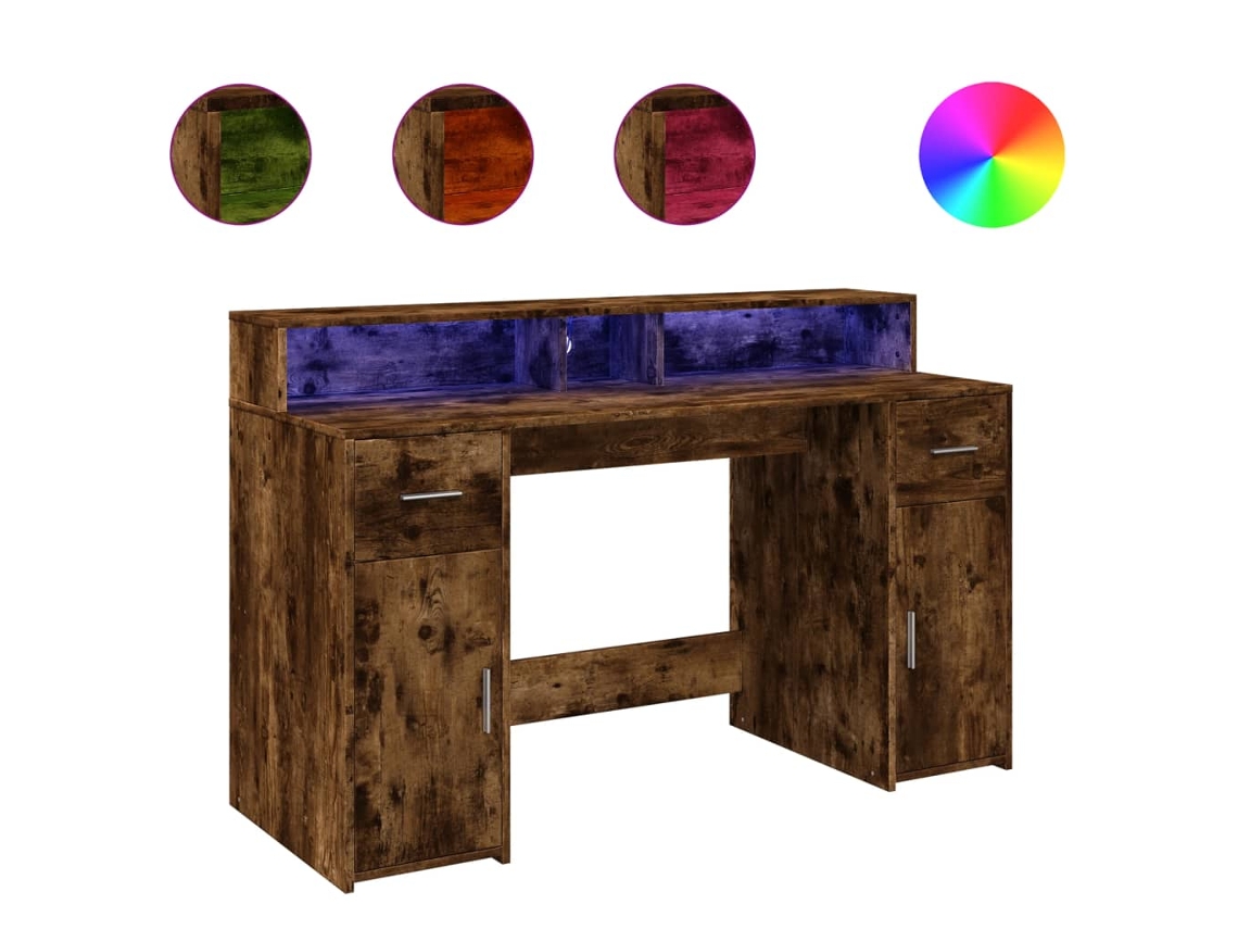 Secretária Luzes Led Derivadas da Madeira Carvalho Fumado MAISON EXCLUSIVE (140x55x91 cm)