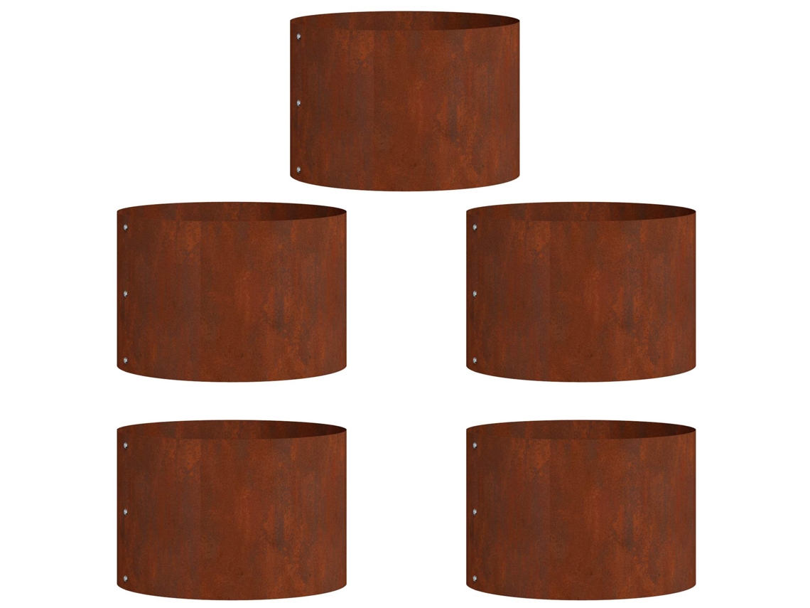 Conjunto 5 Vaso De Jardim Vidaxl Castanho Aço (30 X 30 X 20 Cm)