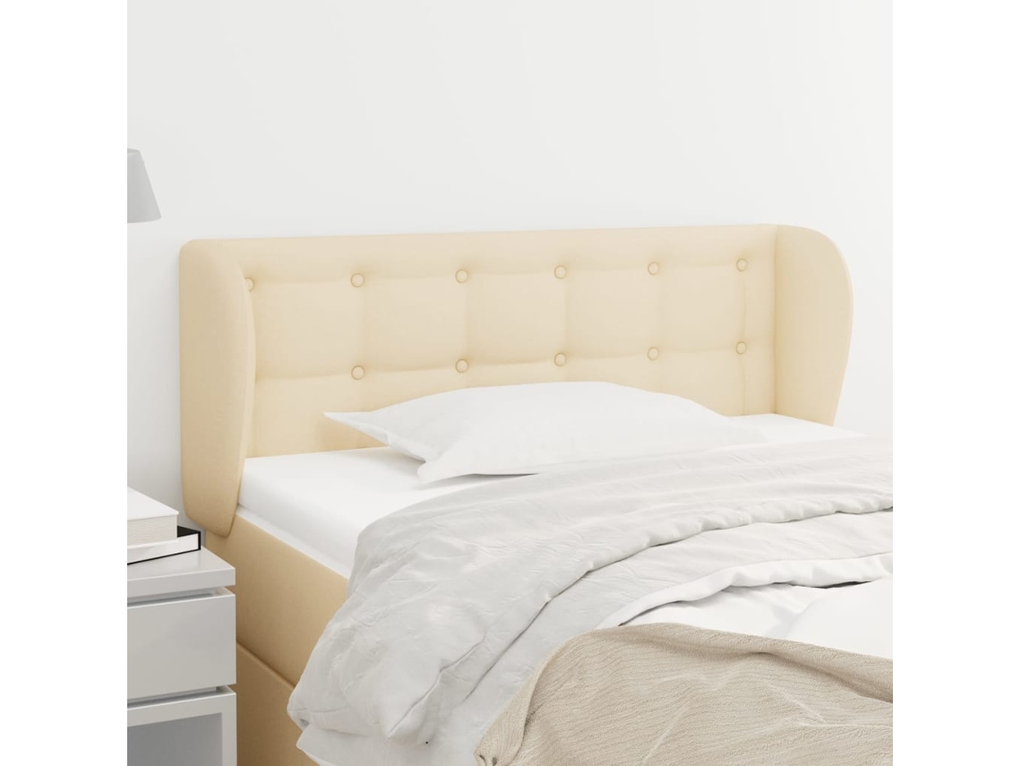 Vidaxl Cabeceira De Cama C/ Abas Tecido 93x23x78/88 Cm Creme