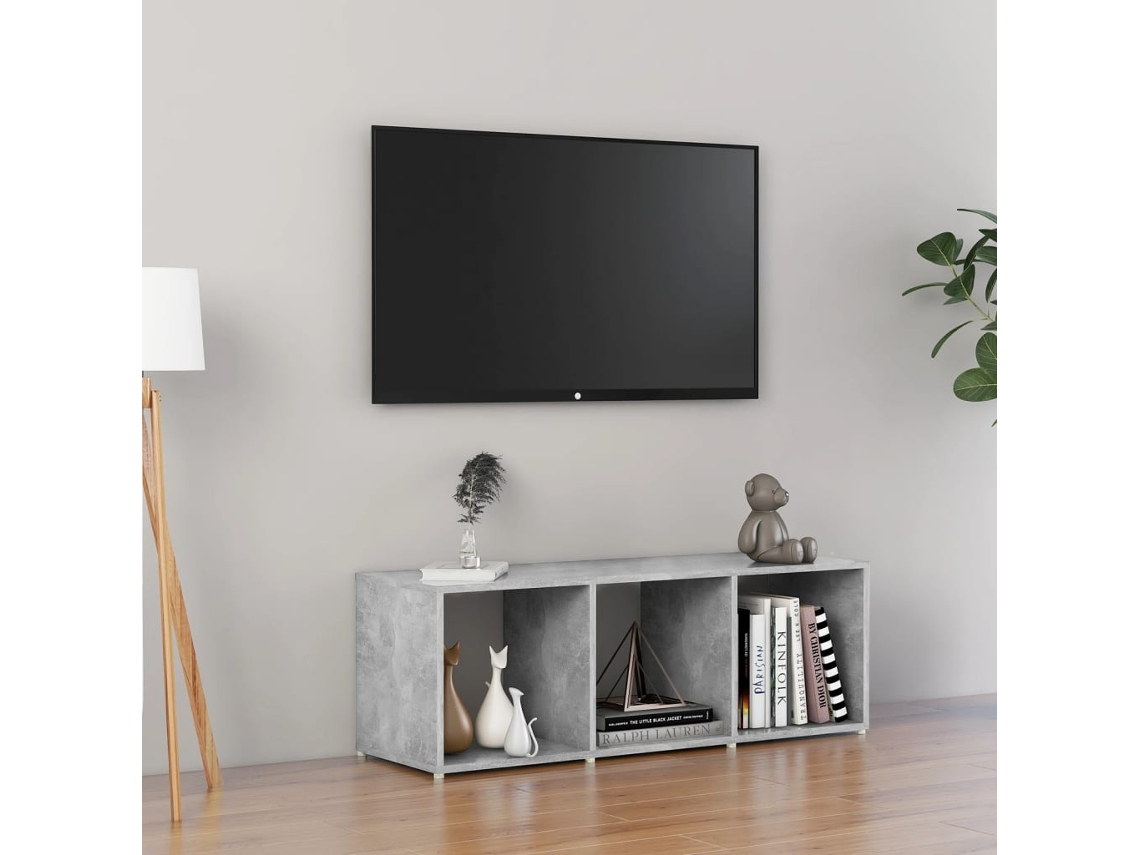 Móvel De Tv | Gabinete Tv | Armário Tv 107x35x37 Cm Derivados De Madeira Cinza Cimento
