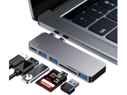 Hub Adaptador 6 em 1 com Usb c, para Notebook, com 3 Portas Usb 3.0 e Leitor de Cartão Tf/sd AQUAFORGE