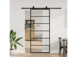 Vidaxl Porta Deslizante C/ Conj. Ferragens 90x205cm Vidro Esg Preto
