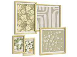 Conjunto De Pinturas Boho Vegetal Com Flores Espelharte (5 Peças)
