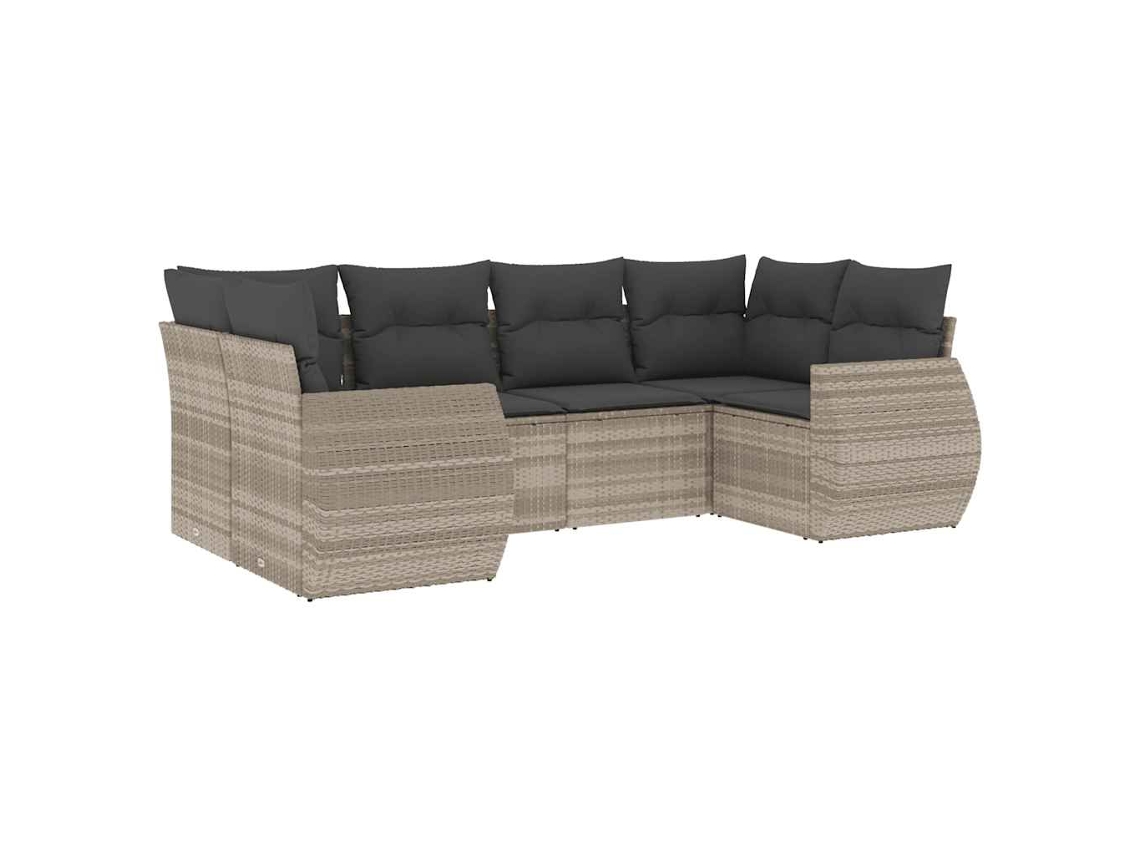 Maison Exclusive - 6 Pcs Conj. Sofás Jardim Com Almofadões Vime Pe Cinzento-claro