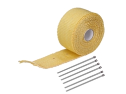 Cinta Isolante De Calor De Fibra De Vidro De 5m Com 6 Abraçadeiras De Aço Para Tubos De Escape De Carros E Motos Amarela