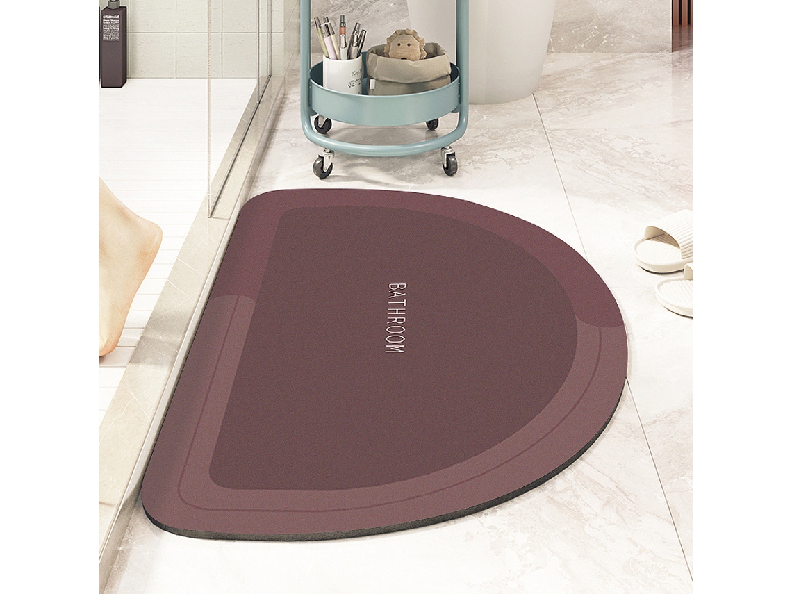 Tapetes de Banho Antiderrapantes Absorventes de Secagem Rápida para Decoração de Banheiro Pasta de Feijão Meio Redondo EVELTEK 45x70CM