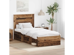 Vidaxl Estrutura da Cama com Cabeceira Madeira Antiga 90 X 190 Cm