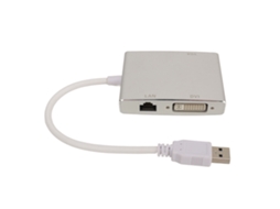 Adaptador De Vídeo Usb 3.0 4 Em 1 Hub Com Portas Hdmi Vga Dvi E Placa De Rede Compatível Com Múltiplos Sistemas