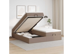 Vidaxl Estrutura De Cama Otomana Com Colchões Cappucino Pele Sintética