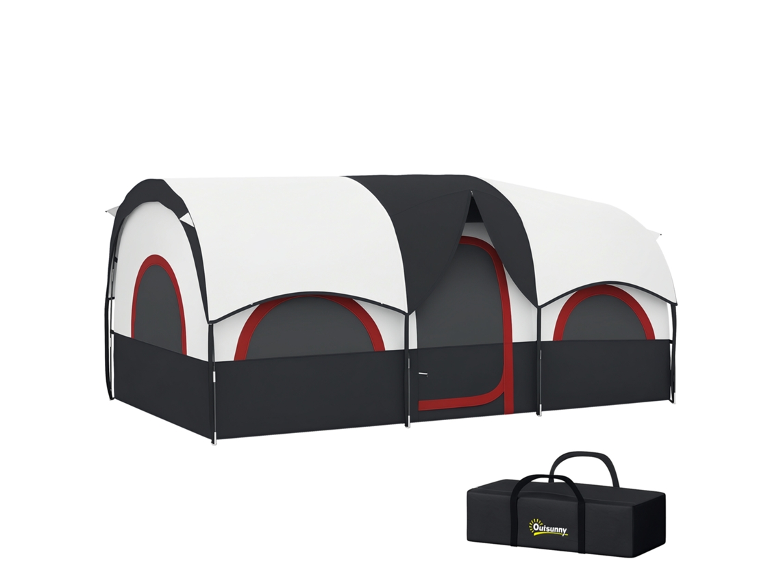 Barraca Familiar para 4 6 Pessoas, Impermeável com Quartos Independentes 435x251x195 Cm, Cinza e Branco pt