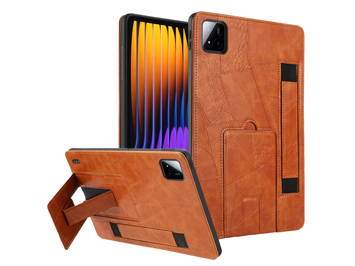 Capa Hexinyigjly Para Xiaomi Mi Pad 7/7pro (11 Polegadas) , Pu Estilo Retrô, Com Suporte Integrado Marrom