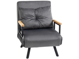 Poltrona Conversível 3 em 1 com Encosto Ajustável e Almofada de Tecido Aveludado 63x73x81 Cm Cinza S/MARCA