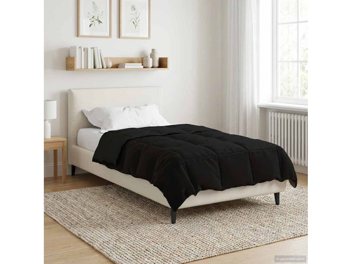 Vidaxl Edredom De Inverno 135 X 220 Cm Inverno Preto Respirável