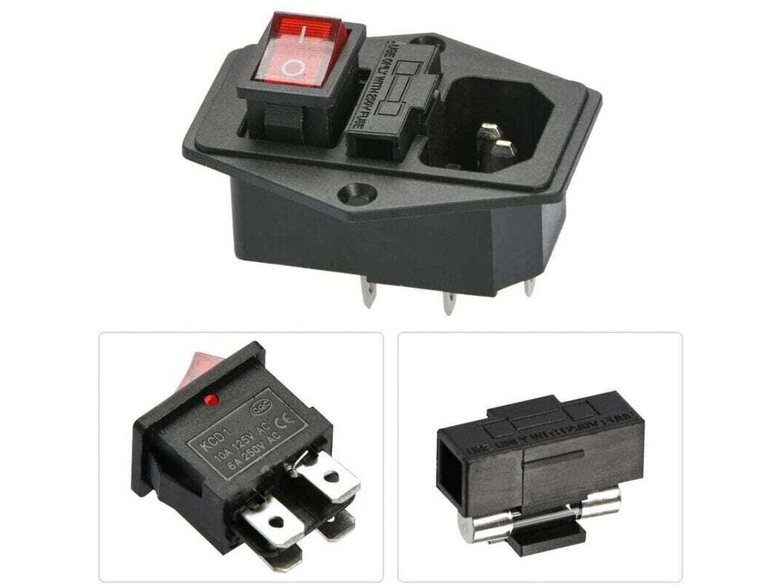 Conector C 14 Embutido 220 250v/10a Com Interruptor,tomada De Áudio Iec Btforus (3 Peças)