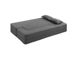 Sofá-cama De Espuma De 2 Lugares, Sofá-cama Com Apoios De Braço Largos, 2 Almofadas, Capacidade De Carga De 360 Kg, Cinza-pt