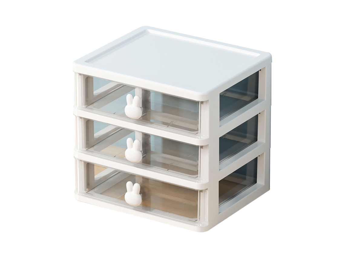 Organizador de mesa com 3 gavetas transparentes de plástico para artigos de escritório e maquiagem com S/MARCA