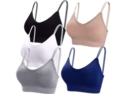 2026 5 Camisetas sujetadores para Mulheres com Decote V Sem Costuras, com Tirantes e Almofadas Removíveis para Dormir e Uso Diário