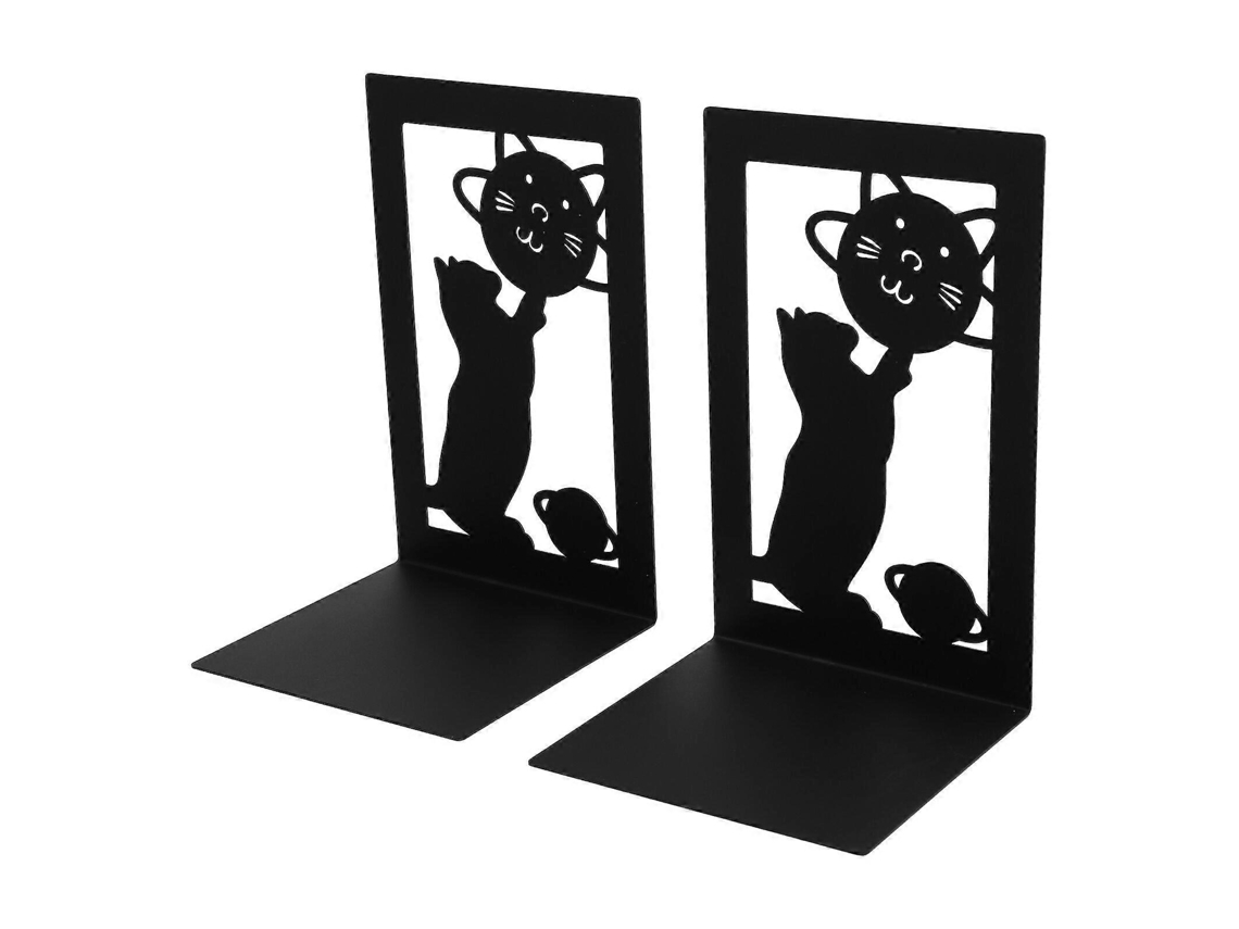 Rebe 2 Suportes de Metal para Estante com Design Moderno, Antiderrapante e Estável para Mesas Grandes (17x10x10cm) - Preto