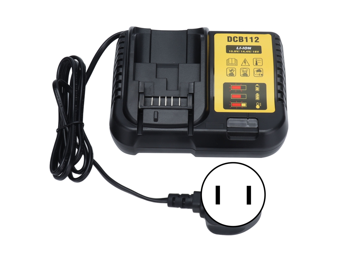 Carregador de bateria de lítio de alta eficiência, carregador rápido para baterias de lítio de 12 V a 20 V máx. DCB112
