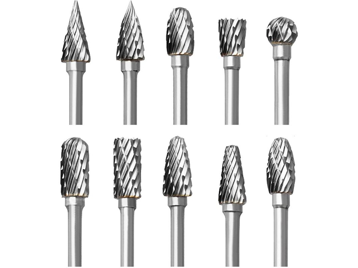 Conjunto De Limas Rotativas Carboneto, 10 Limas De Corte Duplo Para Acessórios Dremel Com Haste Escultura Em Madeira, Furação