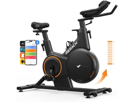Bicicleta estática MERACH, 16 níveis magnéticos e inclinação ±6?%, visor LED, APP + Bluetooth, carga 160?kg