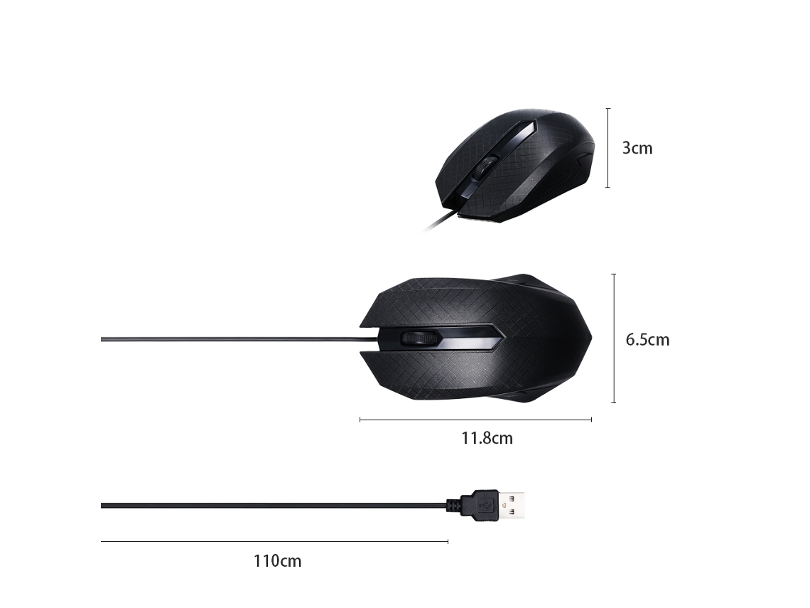 Rato Óptico Usb LAXISCREED 1,1m 3 Botões