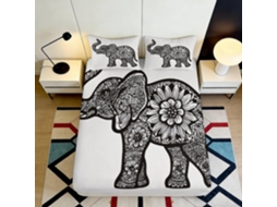 Conjunto de Cama com Estampa 3d Mandala em Microfibra Fronha 200x25cm
