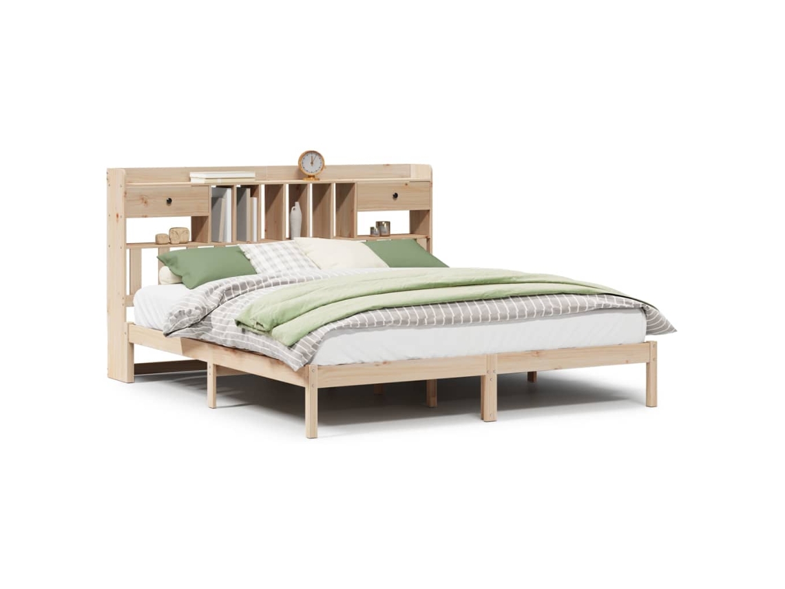 Cama com Estante Sem Colchão 180x200 Cm Pinho Maciço MAISON EXCLUSIVE