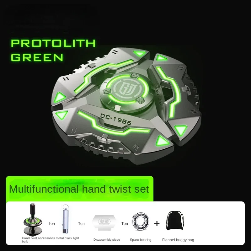 (verde) Spinner De Dedo De Metal Com Luz, Rotação Duradoura E Multifuncional