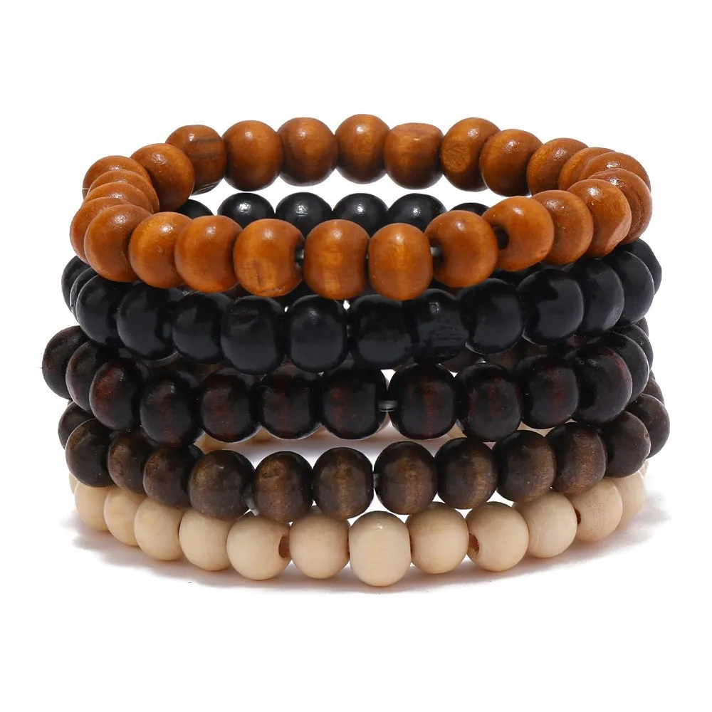 Pulseira de Contas de Madeira, Pulseira com Cruz da Árvore da Vida para Meditação de Ioga MDUG