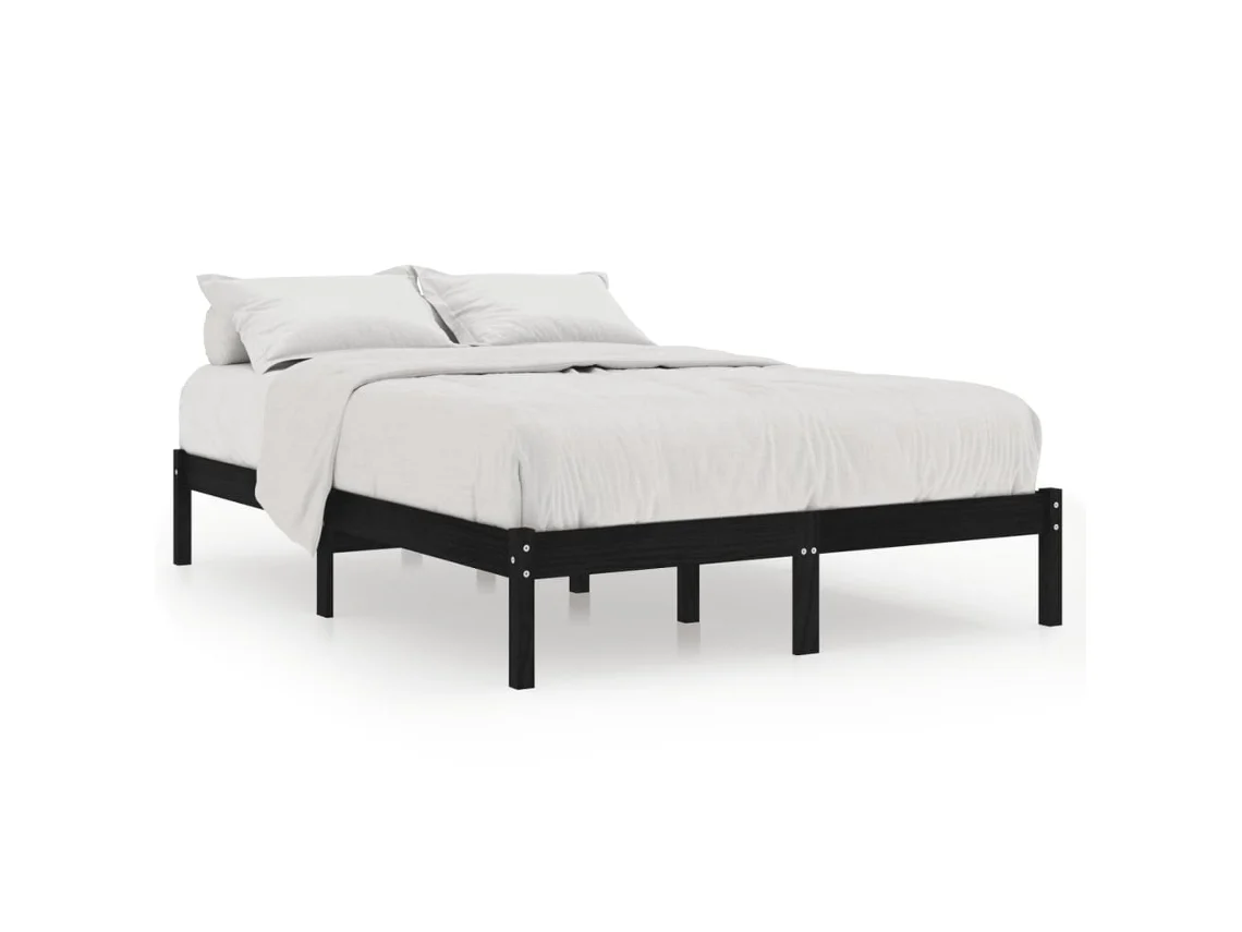 Estrutura de Cama King 150x200 cm Madeira Maciça Preto MAISON EXCLUSIVE
