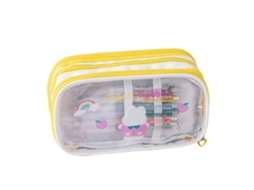 Estuche De Lápices Transparente Grande Capacidad Cute Cartoon Amarillo Minimalista Bolsa De Utensilios Escolares