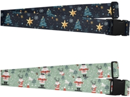 Conjunto De 2 Alças Douradas Bagagem Com Estampa Árvore Natal, Alças Ajustáveis Malas Bolsas De Viagem