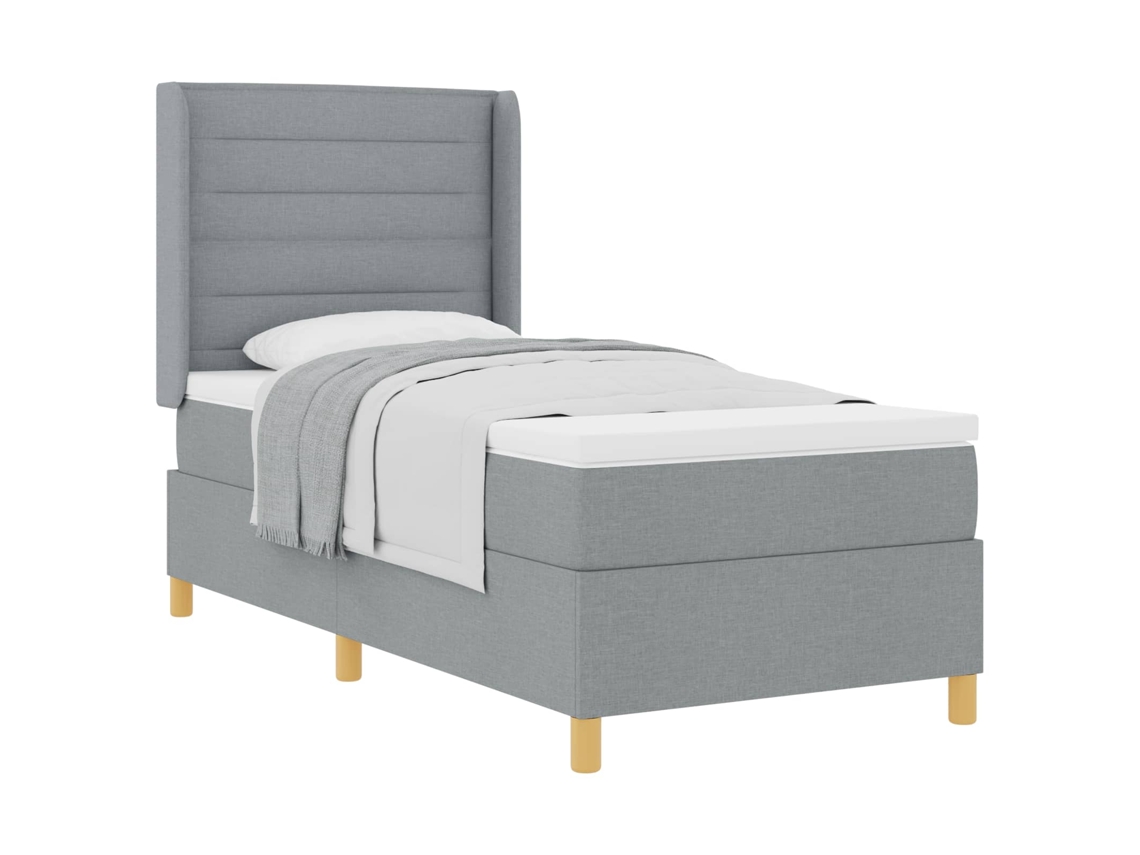 Conjunto 1 Cama Box Vidaxl Cinzento-claro Tecido (80 X 200 Cm)