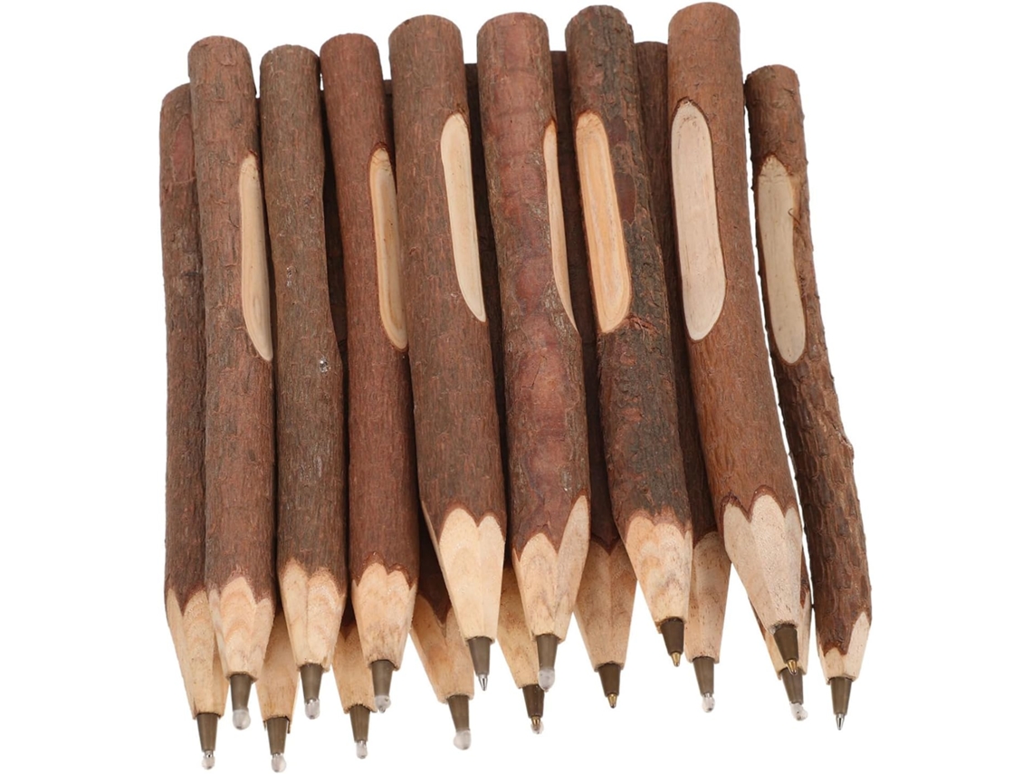 Conjunto De 16 Canetas Esferográficas Multifuncionais Madeira - Leves